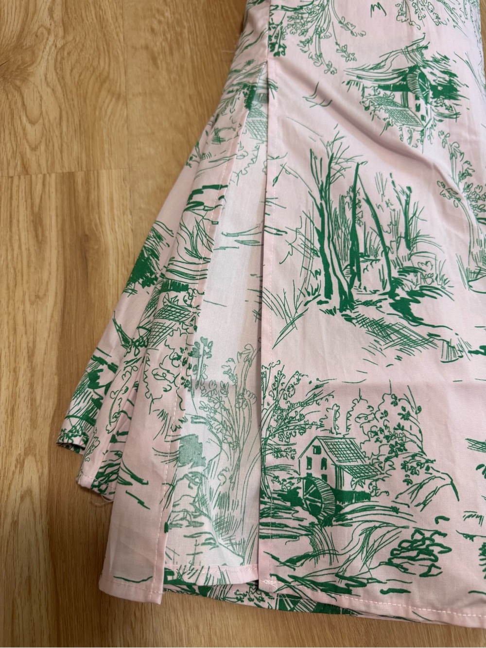 Meet me in Santorini Vintage-Inspired Pink & Green Toile Maxi Dress - Picture 6 of 8